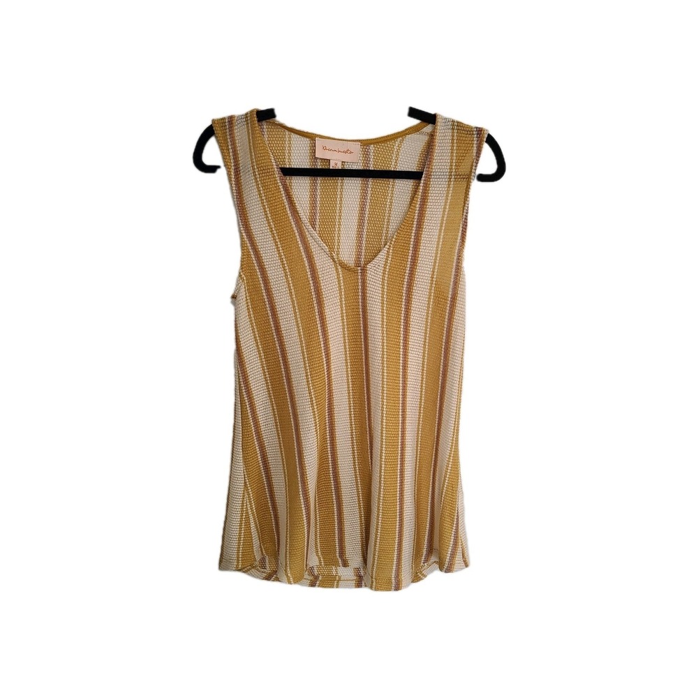 Dream Investor‎ Women's Sz Medium Sleeveless Top Shirt Brown And Cream Soft Cozy